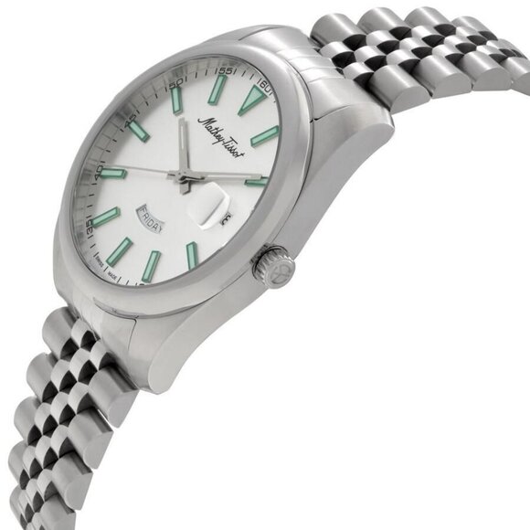 NWT Authentic Mathey-Tissot Mathy Day-Date Quartz Silver Dial Men's Watch - Picture 2 of 3